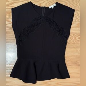 Sandro Black Lace Peplum Top